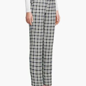 NEW Lands' End Women s Sport Knit Pants Warm Graphite Multi Plaid Petite Medium